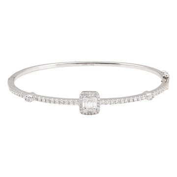 18k White Gold Illusion Elemerard Diamond Bangle