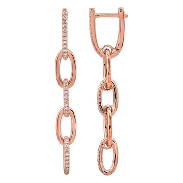 14k Rose Gold Link Diamond Earrings