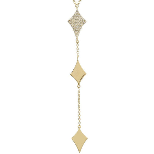 14k Yellow Gold Pave Diamond Necklace