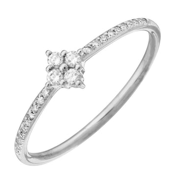 14k White Gold Diamond Floral Shape Ring