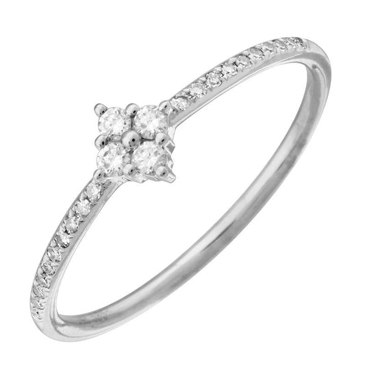 14k White Gold Diamond Floral Shape Ring