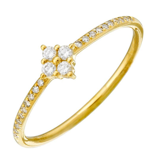 14k Yellow Gold Diamond Floral Shape Ring