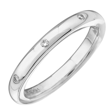 14k White Gold Round Diamond Inlay Band