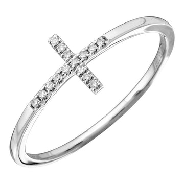 14k White Gold Cross Diamond Ring