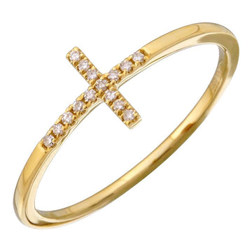 14k Yellow Gold Cross Diamond Ring