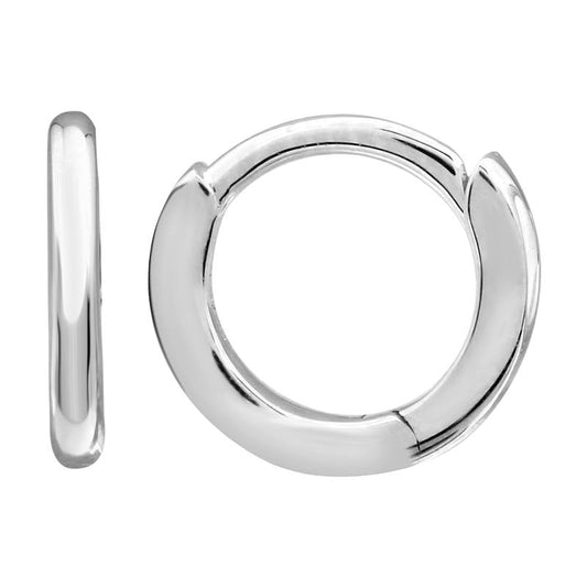 14k White Gold Eternity Mini Round Huggie Earrings 8mm