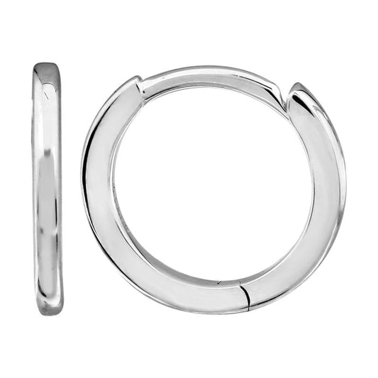 14k White Gold Eternity Mini Round Huggie Earrings 10mm