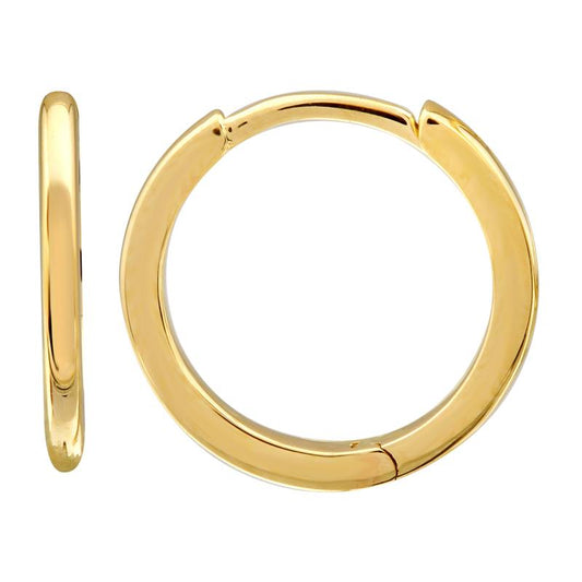 14k Yellow Gold Round Huggie Earrings 12mm