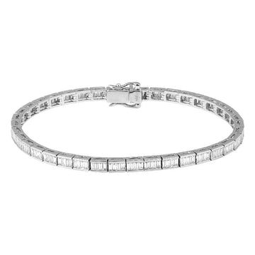 18k White Gold Vertical Baguette Diamond Tennis Bracelet