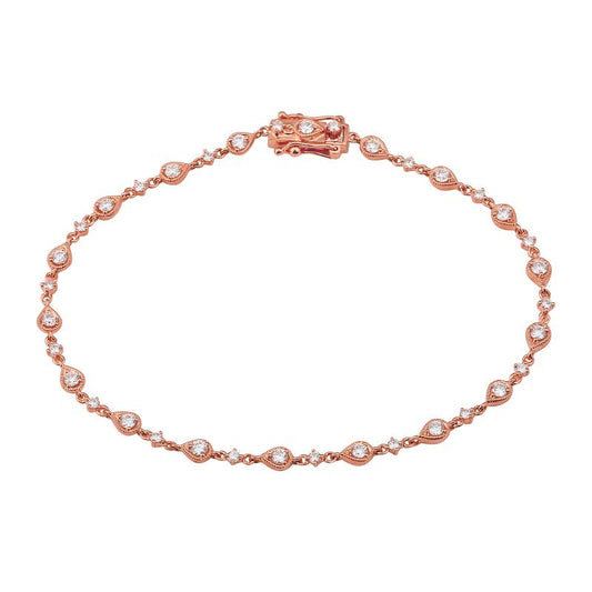 14k Rose Gold Milgrain Bezel Diamond Bracelet