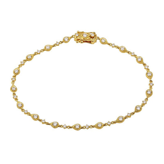 14k Yellow Gold Milgrain Bezel Diamond Bracelet