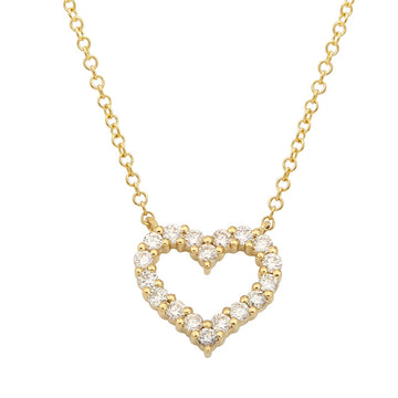 14k Yellow Gold Open Heart Diamond Necklace 10mm