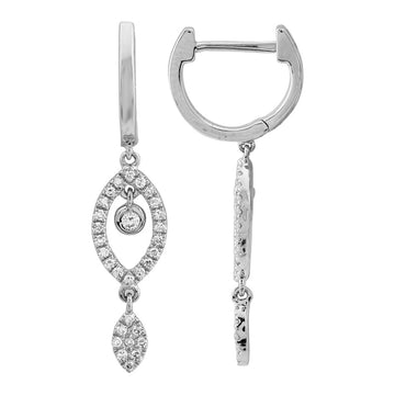 14k White Gold Diamond Marquise Shape Dangling Earrings