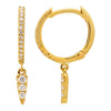 14k Yellow Gold Diamond Spike Huggie Earrings .20ctw