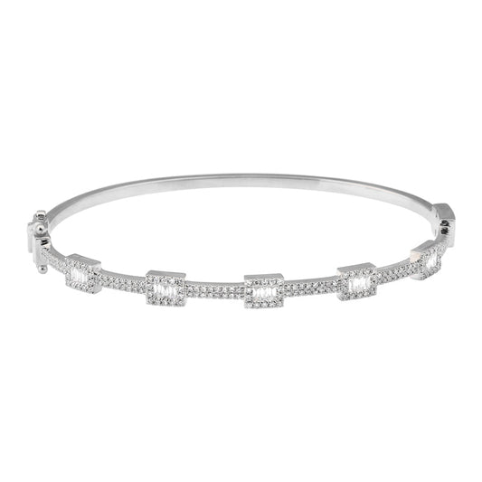 14k White Gold Diamond Distance Bangle