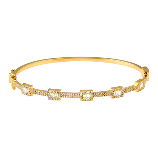 14k Yellow Gold Diamond Distance Bangle