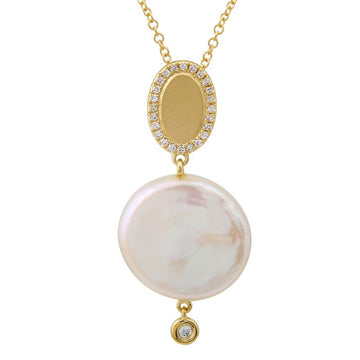 14k Yellow Gold Coin Pearl Necklace