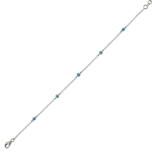 14k White Gold Turquoise Bezel Bracelet