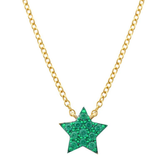 14k Yellow Gold Tsavorite Star Necklace