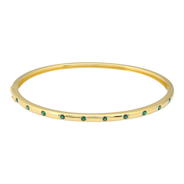 14k Yellow Gold Inlay Emerald Bangle