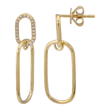 14k Yellow Gold Diamond Link Stud Earrings