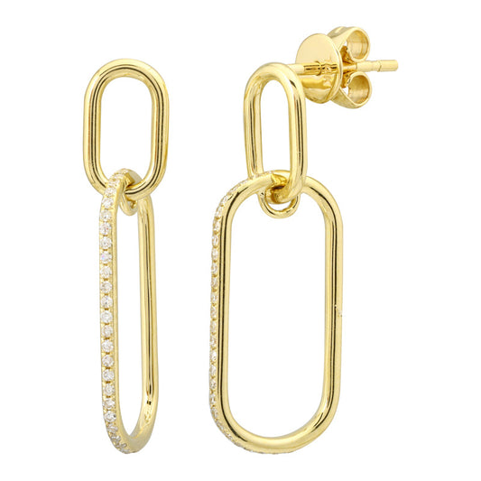 14k Yellow Gold Diamond Link Earrings