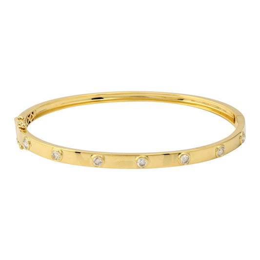 14k Yellow Gold Bezel Set Diamond Bangle