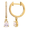 14k Yellow Gold Pear Diamond Drop Huggie Earrings .45ctw