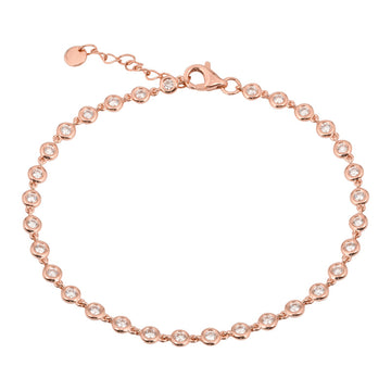 14k Rose Gold Bezel Set Diamond Bracelet