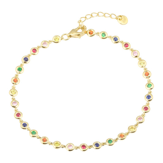 14k Yellow Gold Bezel Set Rainbow Bracelet