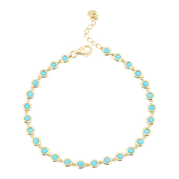 14k Yellow Gold Bezel Set Turquoise Bracelet