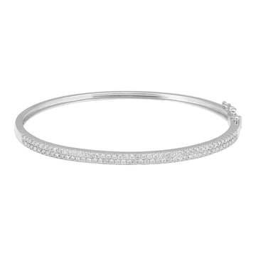 14k White Gold Double Row Diamond Bangle 2.8mm