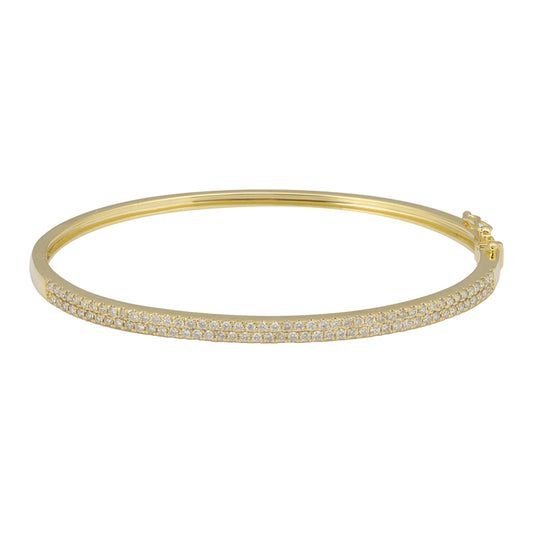 14k Yellow Gold Double Row Diamond Bangle 2.8mm