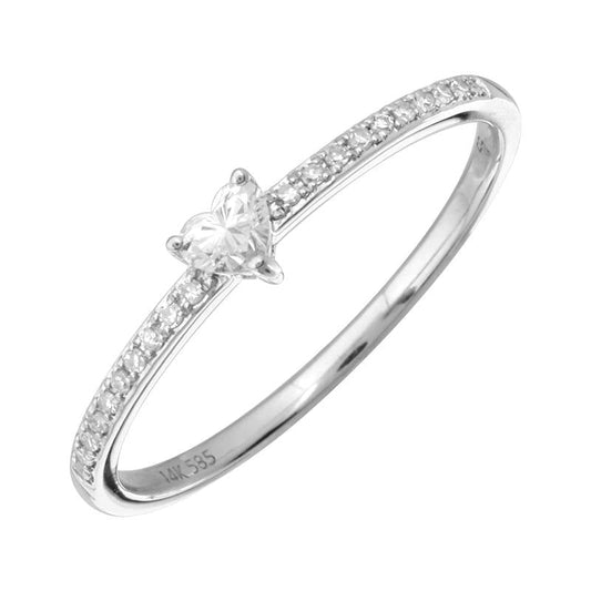 14k White Gold Heart Shape Diamond Ring