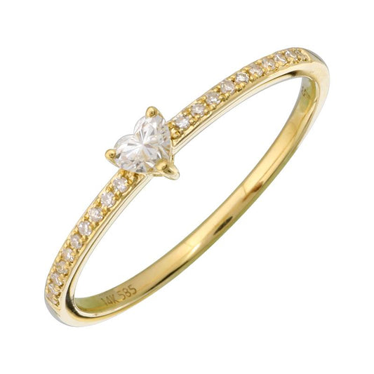 14k Yellow Gold Heart Shape Diamond Ring