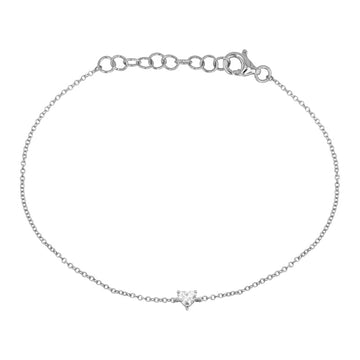 14k White Gold Heart Shape Diamond Bracelet