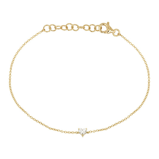 14k Yellow Gold Heart Shape Diamond Bracelet