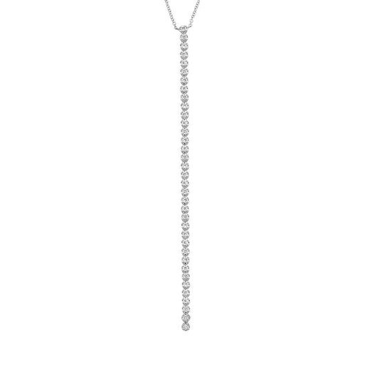 14k White Gold Diamond Tennis Y Chain Necklace