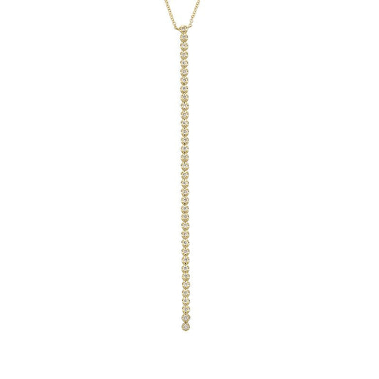 14k Yellow Gold Diamond Tennis Y Chain Necklace