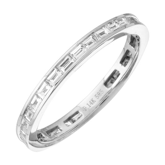 14k White Gold Baguette Diamond Channel Eternity Band .70ct