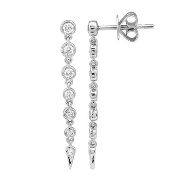 14k White Gold Diamond Bezel Drop Earrings