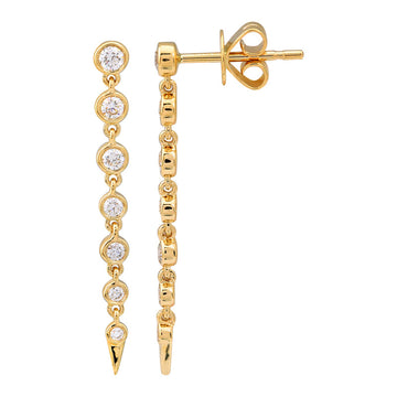 14k Yellow Gold Diamond Bezel Drop Earrings