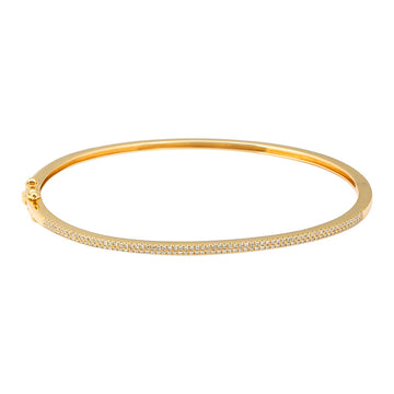 14k Yellow Gold Double Row Diamond Bangle 2mm