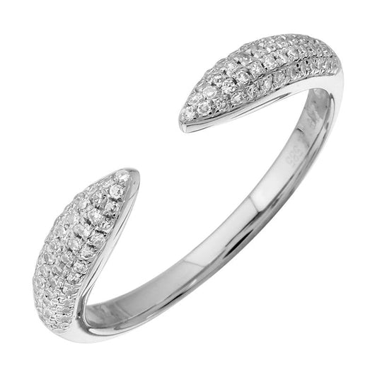 14k White Gold Pave Diamond Claw Ring