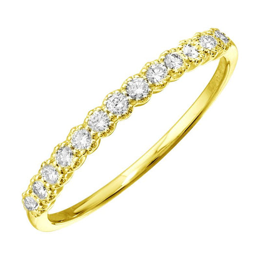 14k Yellow Gold Diamond Beaded Halo Ring