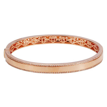 14k Rose Gold Pave Diamond Border Bangle