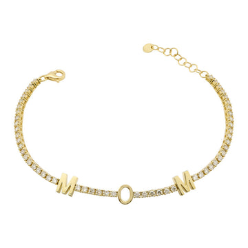 14k Yellow Gold MOM Classic Diamond Tennis Bracelet