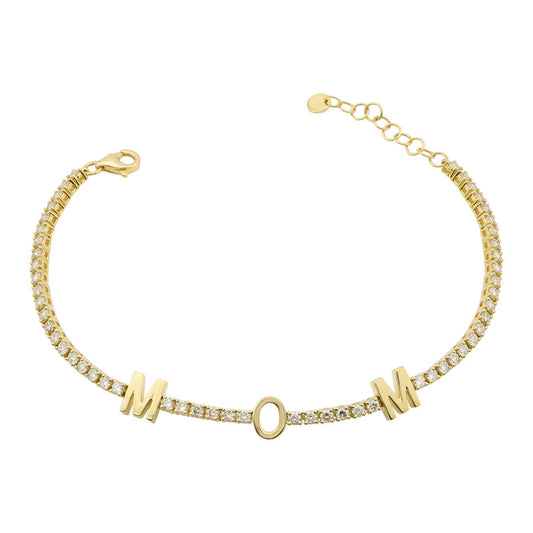 14k Yellow Gold MOM Classic Diamond Tennis Bracelet