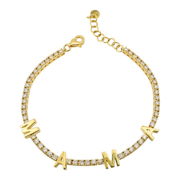 14k Yellow Gold MAMA Classic Diamond Tennis Bracelet 1.55ctw