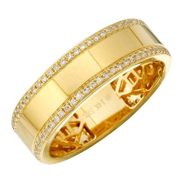 14k Yellow Gold Diamond Border Cigar Ring